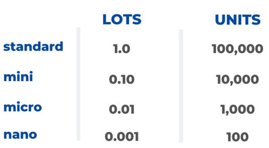 forex lot types